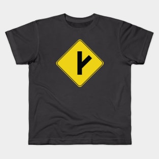 Caution Road Sign Slanting Intersection Kids T-Shirt